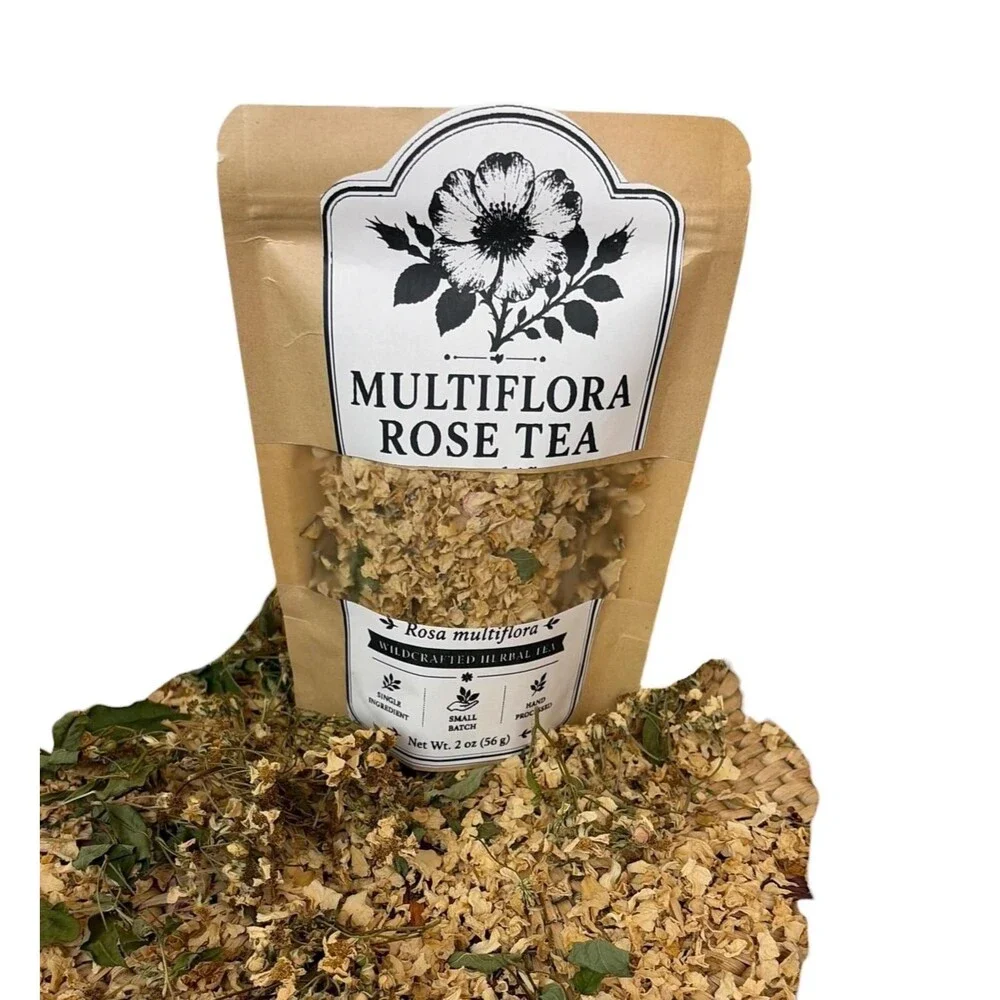 Wildcrafted Multiflora Rose Tea | Dried Rose Petals, Loose Leaf Herbal Beverage